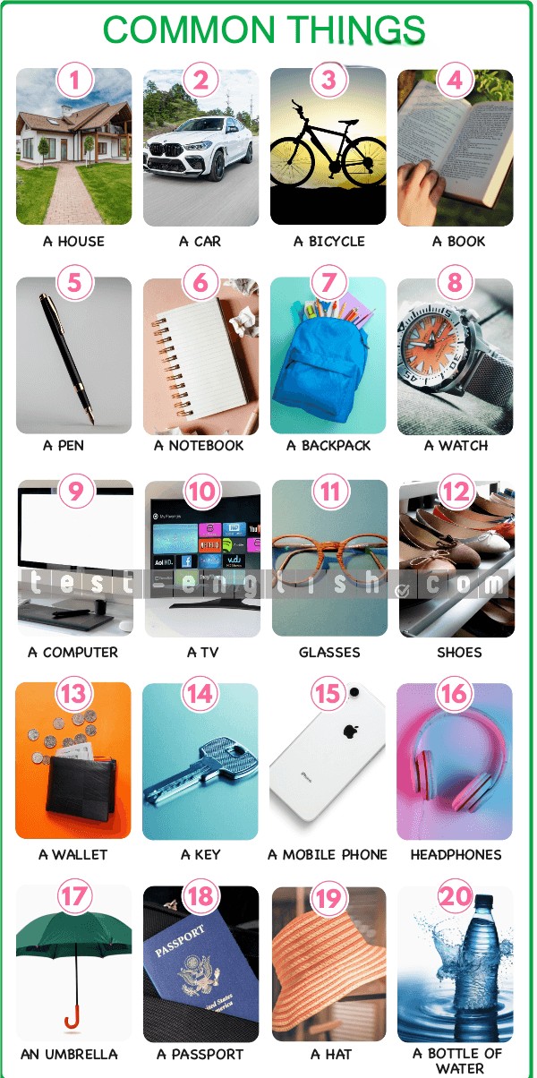 Infographic of 20 common items